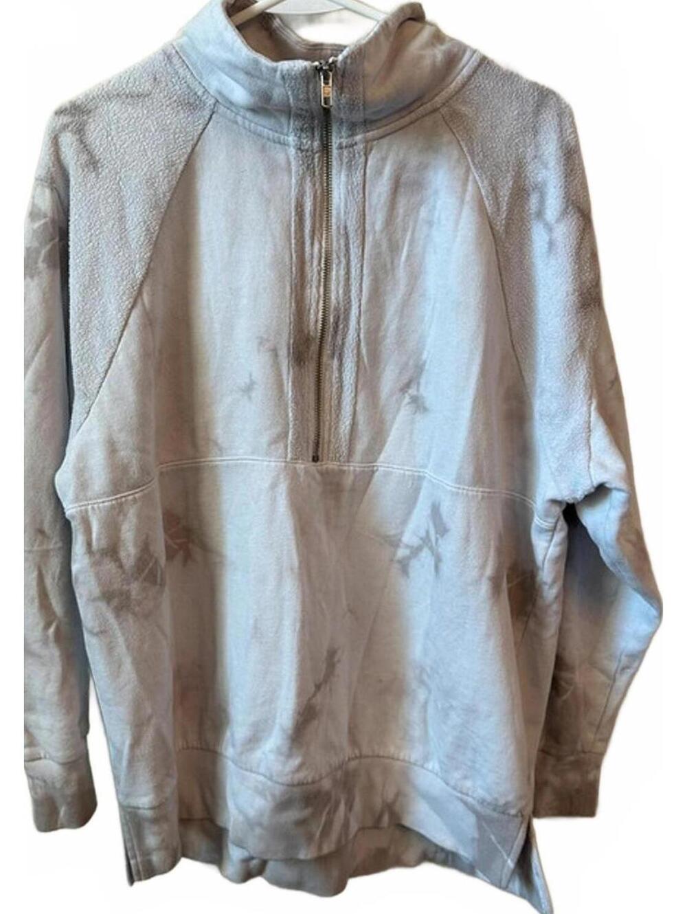 Victoria's Secret Pink Sweatshirt Gray White Tie Dye Sherpa Accents Size M